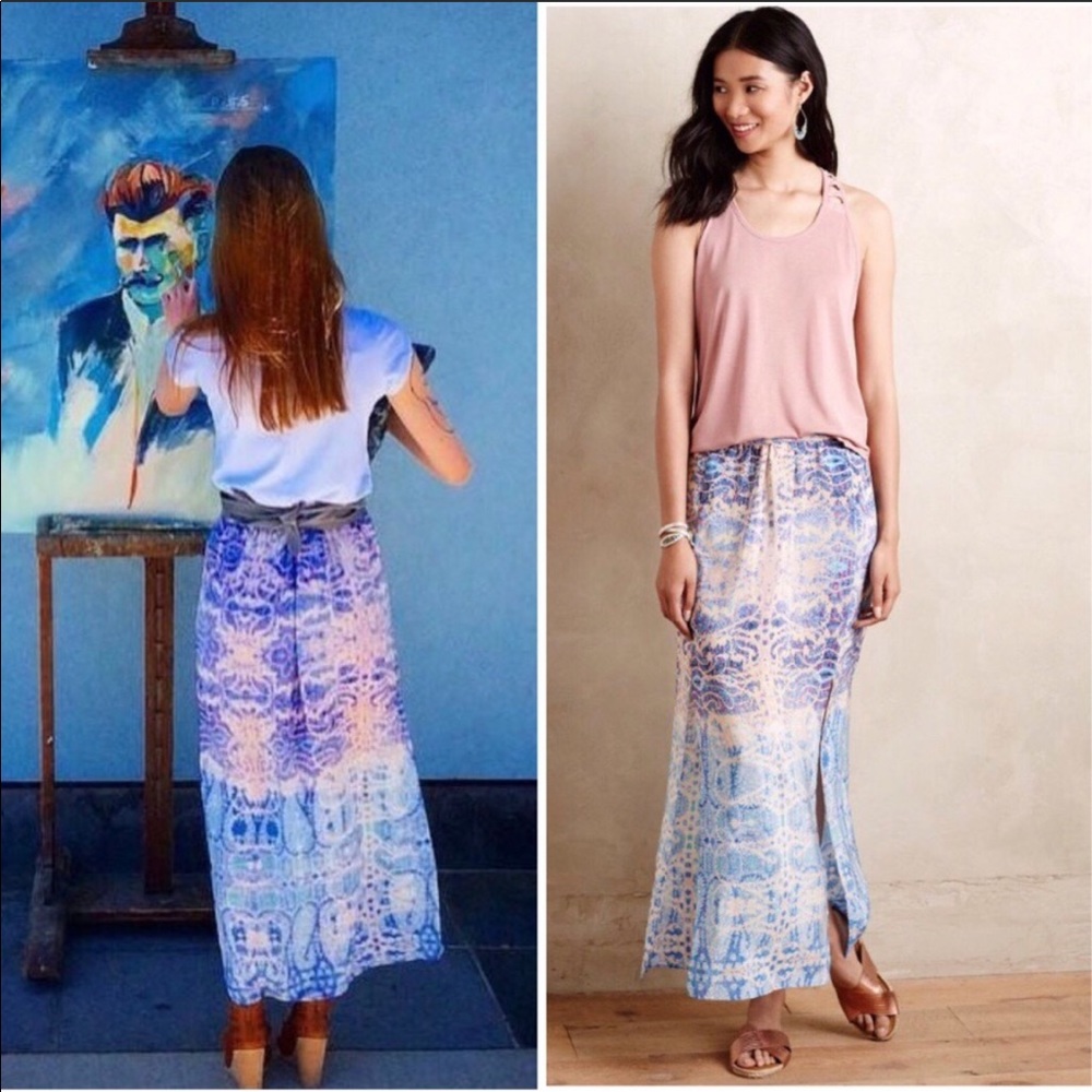 Anthropologie Gorgeous Silk Maxi Skirt NWT M